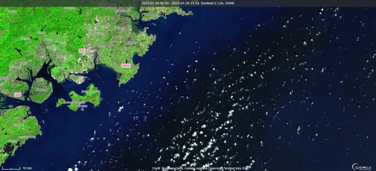 Sentinel-2 SWIR of the South China Sea near Xiamen