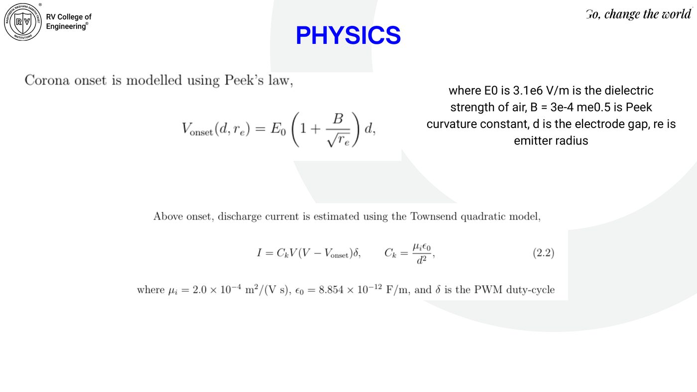 Peek's law for corona onset voltage and Townsend quadratic discharge current model