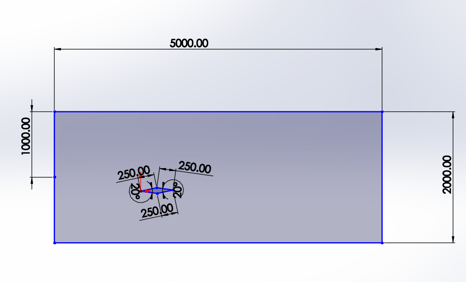 2D Engineering Sketch with Dimensions — double wedge sketch