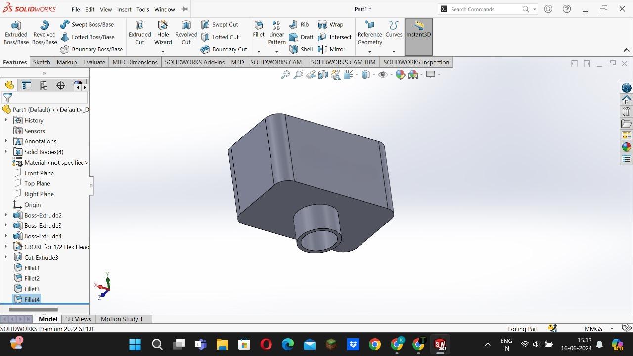 SolidWorks model of the probe housing